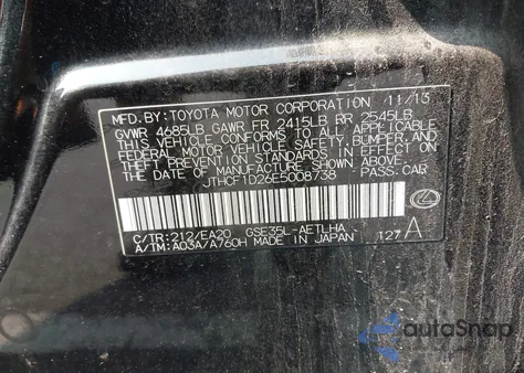2014 Lexus Is 250 from USA, damaged, VIN JTHCF1D26E5008738